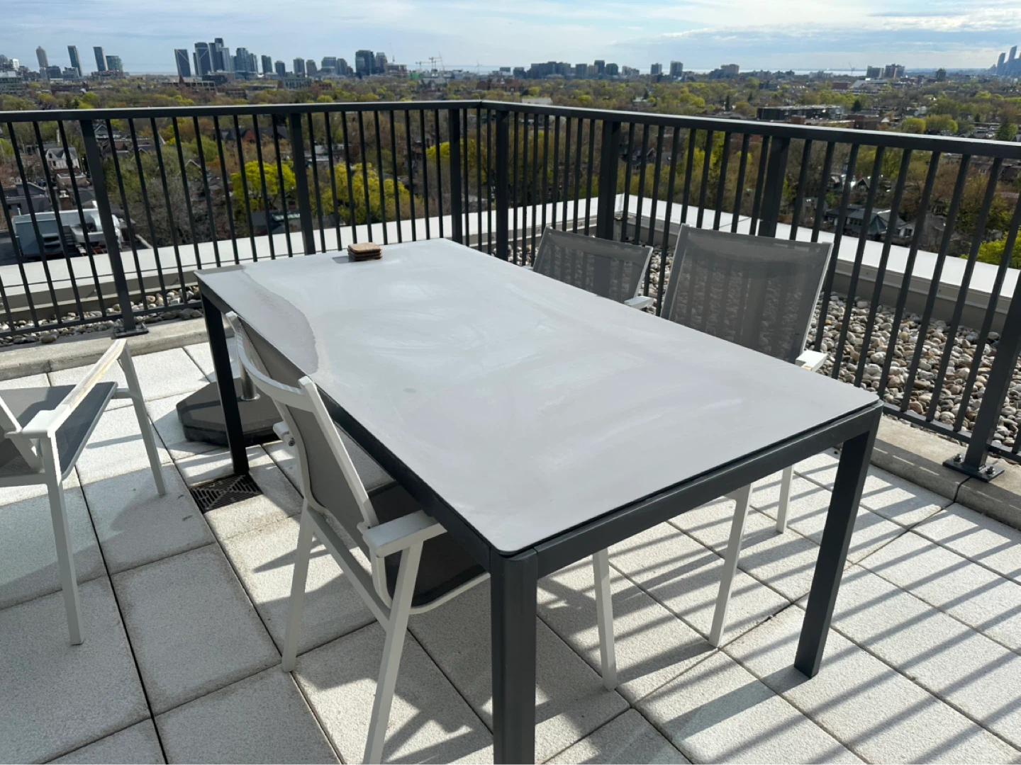 CB2 Outdoor Patio Chair and Ottoman Set
