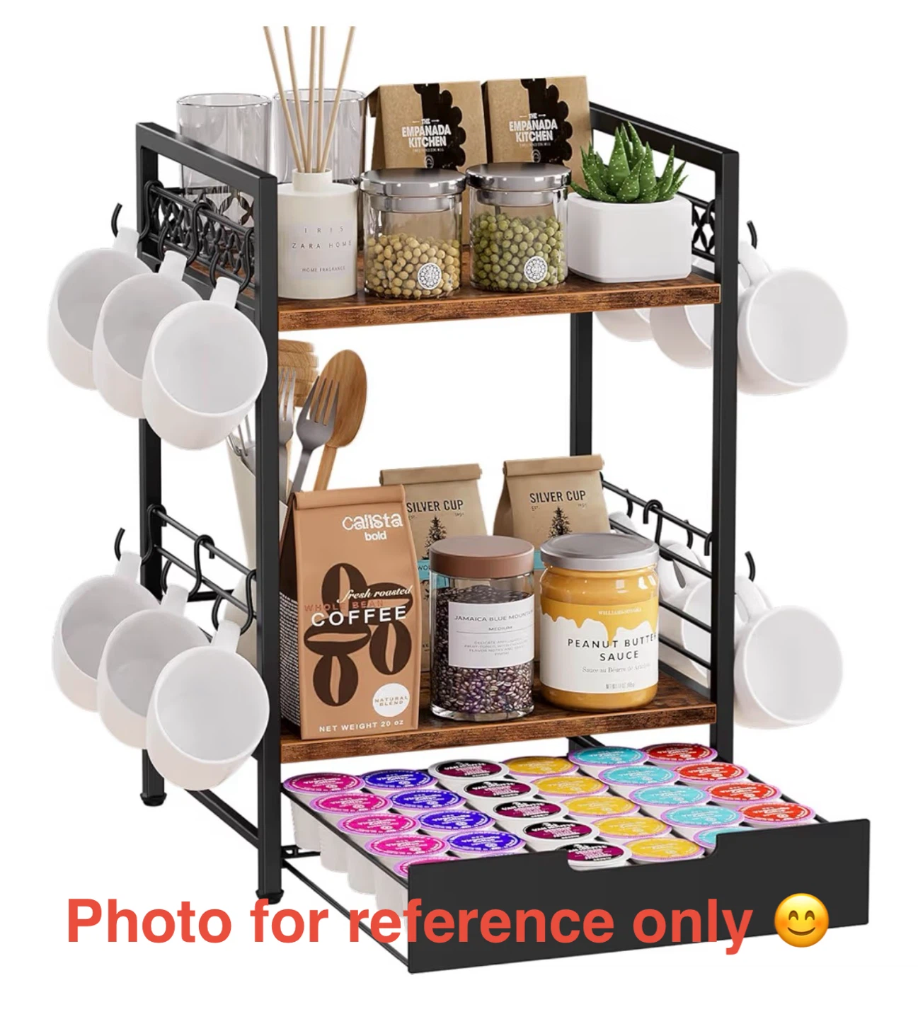 2-Tier Rustic Wood and Metal Mug and K-Cup Holder - photo 4