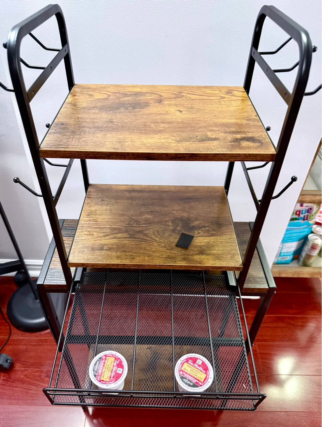 2-Tier Rustic Wood and Metal Mug and K-Cup Holder