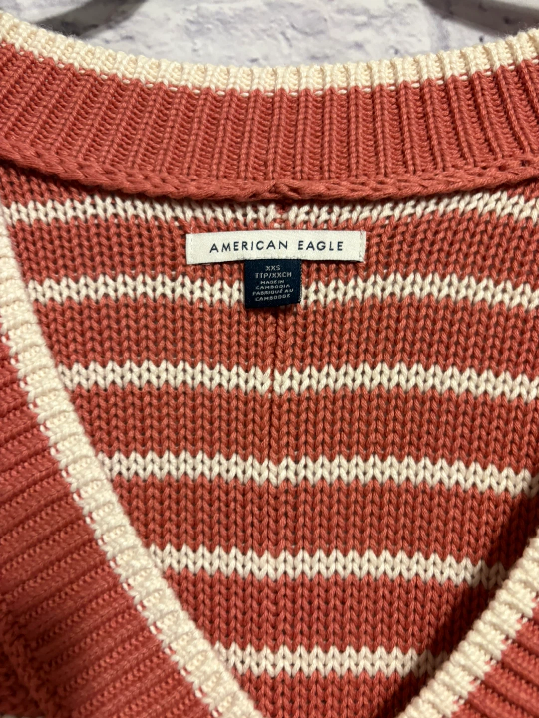 American Eagle Striped V-Neck Sweater XXS - photo 3