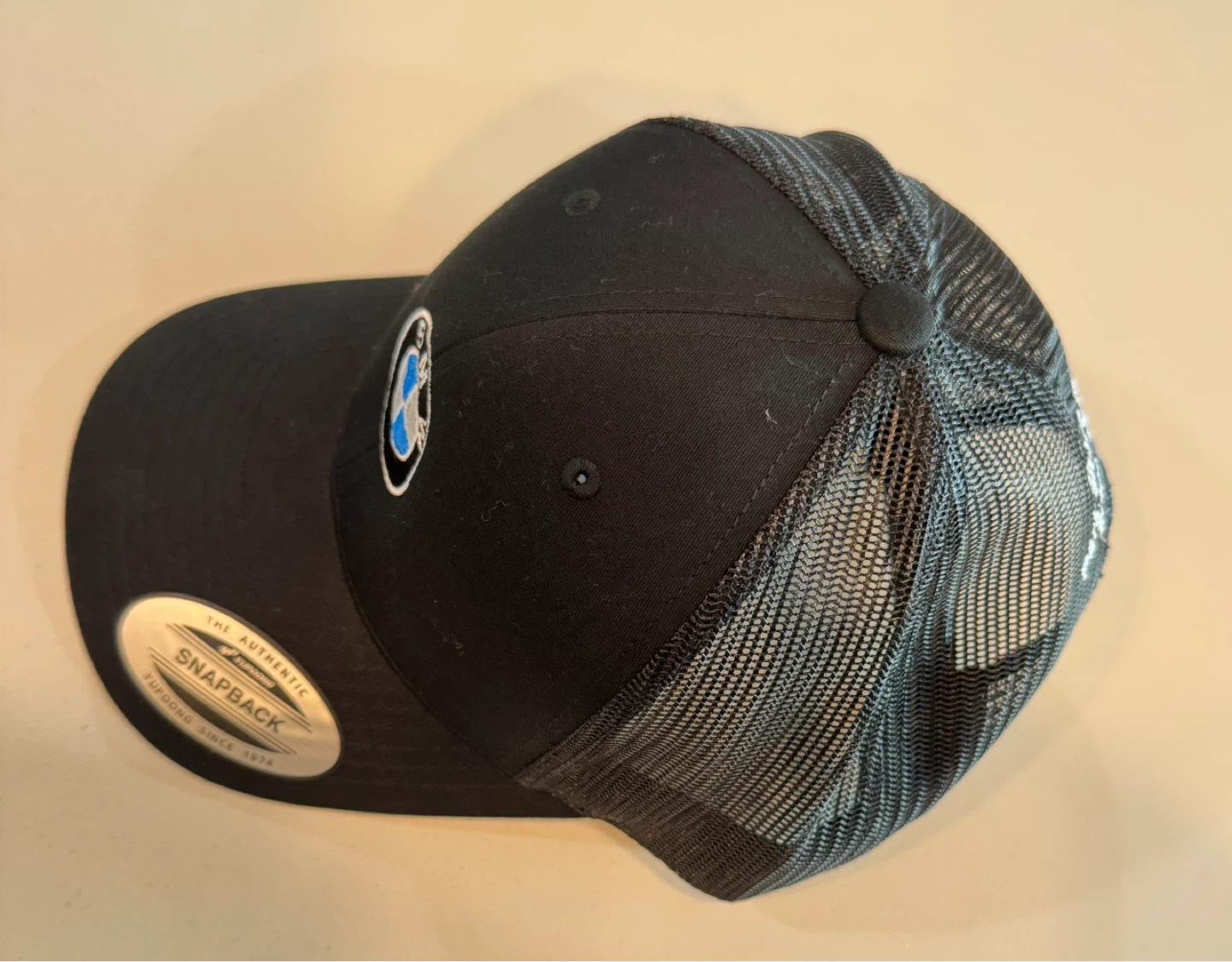 BMW Black Mesh Snapback Cap with White Embroidery_NWT_Authentic - photo 5