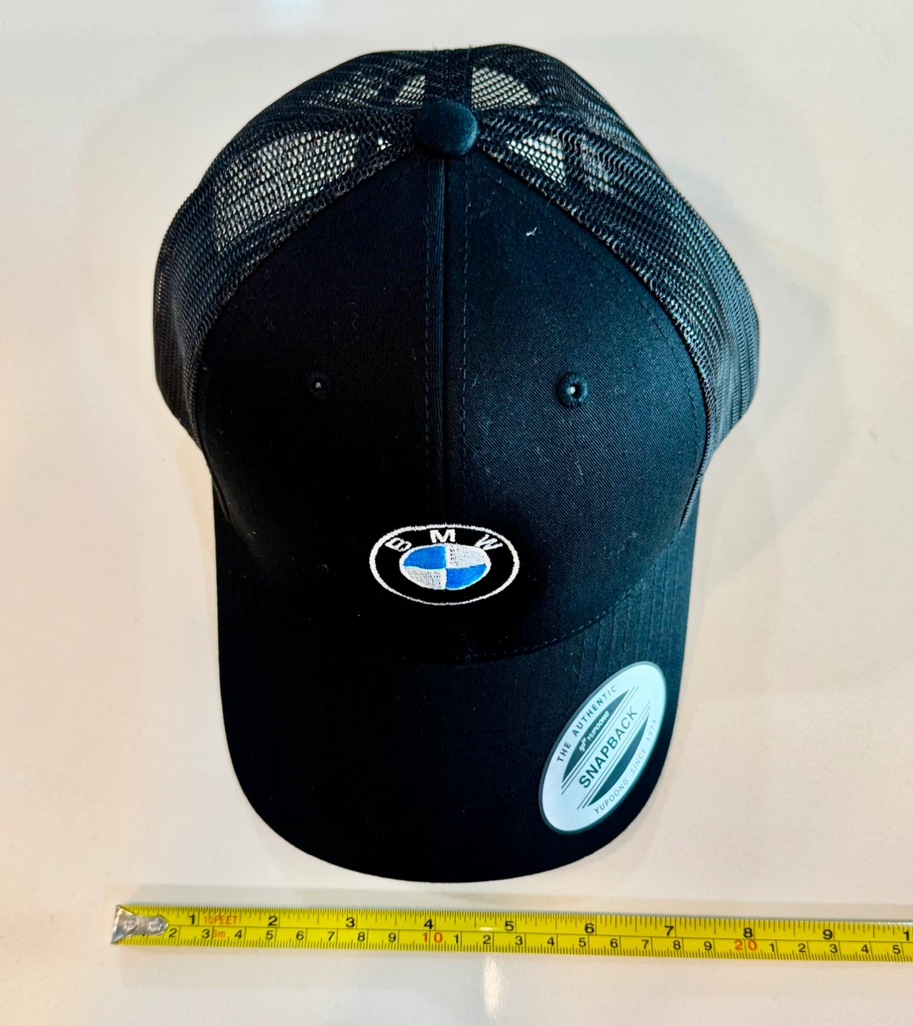 BMW Black Mesh Snapback Cap with White Embroidery_NWT_Authentic - photo 4