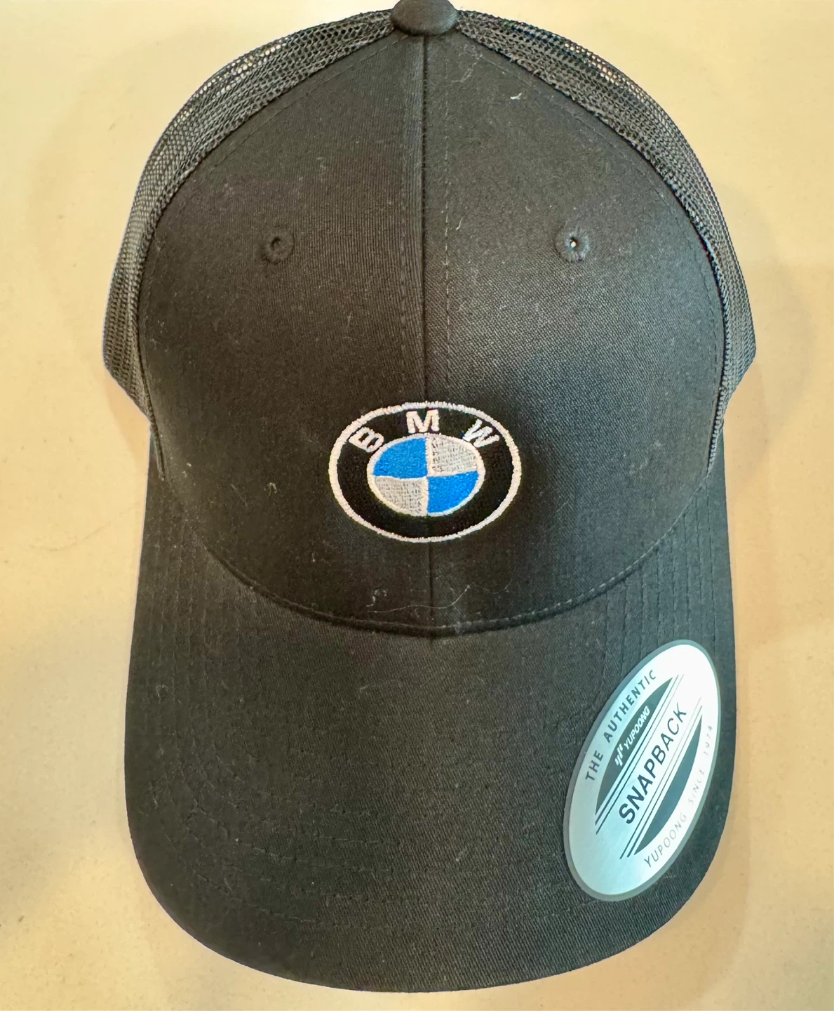 BMW Black Mesh Snapback Cap with White Embroidery_NWT_Authentic - photo 2