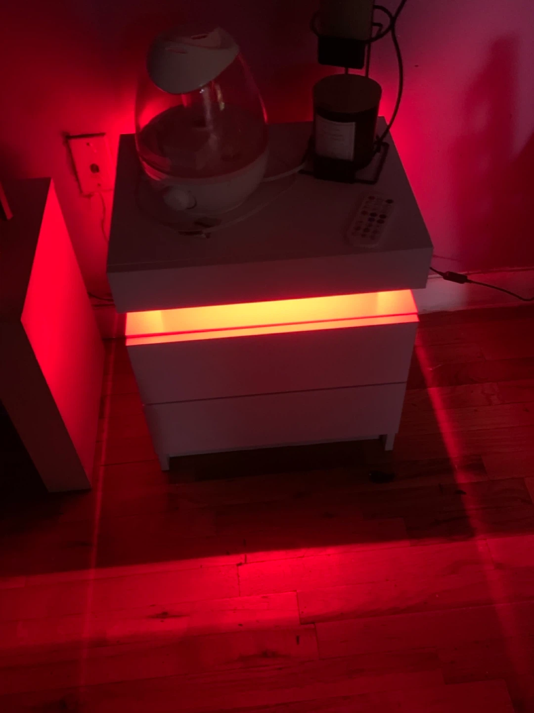 White  2 Drawer led Nightstand