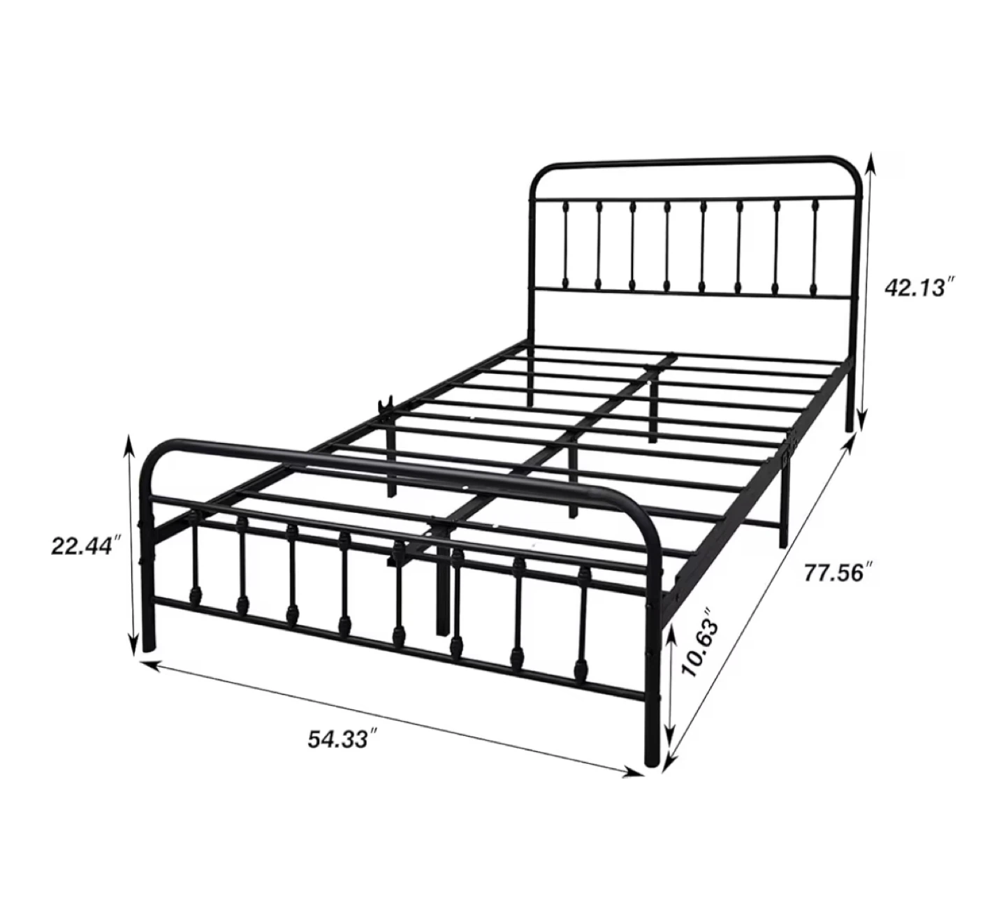 Black Metal Bed Frame - Fully Disassembled with all parts - photo 3