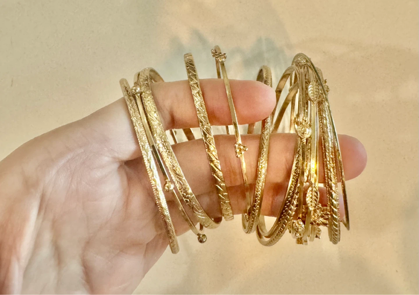 Gold Floral Stackable Bangles Set_13 pieces_NWOT