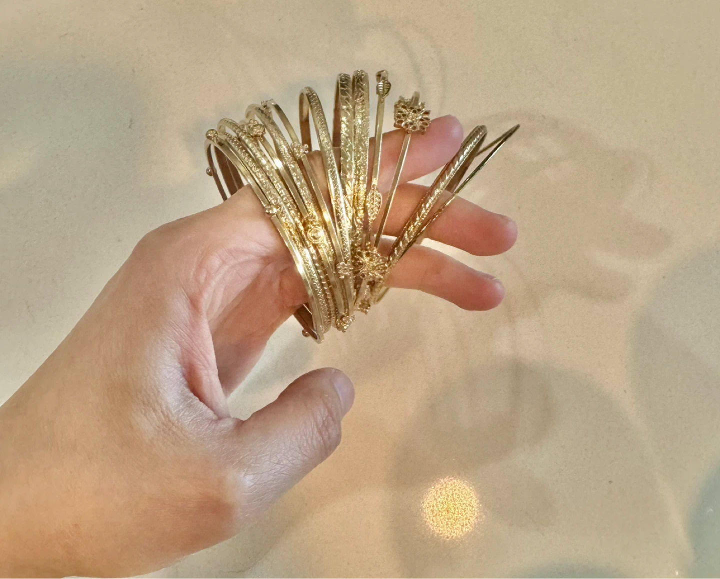 Gold Floral Stackable Bangles Set_13 pieces_NWOT - photo 4