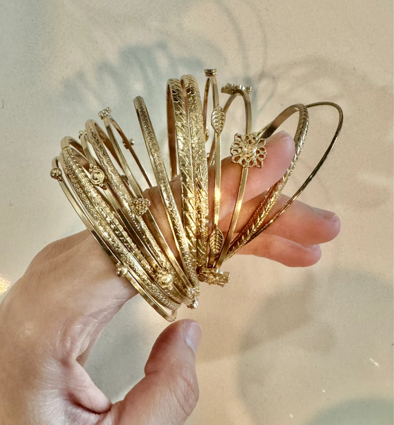 Gold Floral Stackable Bangles Set_13 pieces_NWOT - photo 2
