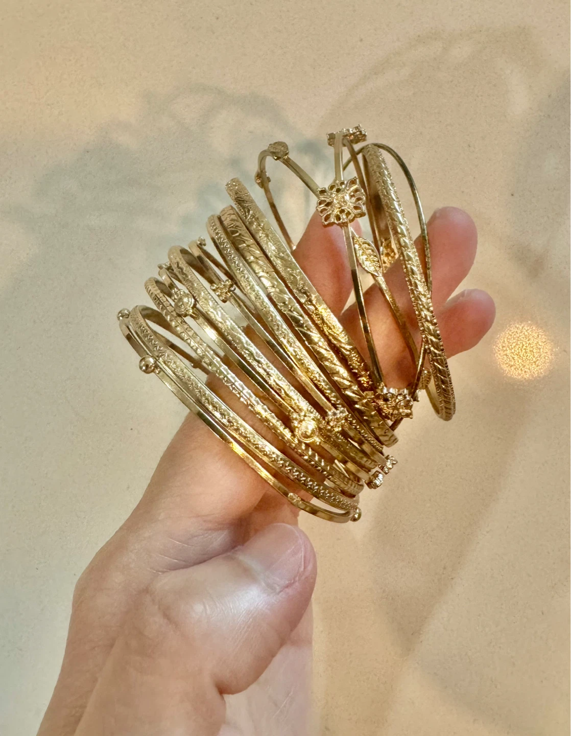 Gold Floral Stackable Bangles Set_13 pieces_NWOT - photo 3