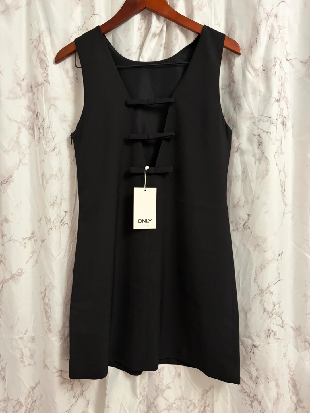 ONLY Black S/L Bow Short Dress - CA 6