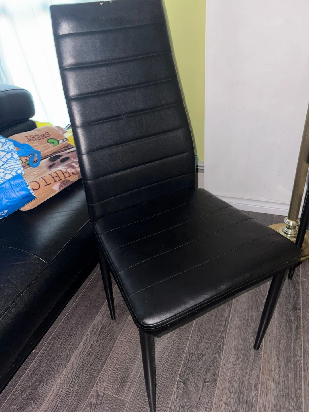 Black Faux Leather Dining Chair - photo 2