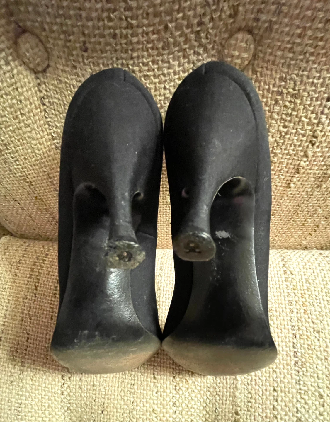 Vintage Herbert Levine Black Satin Stiletto Heels - photo 5