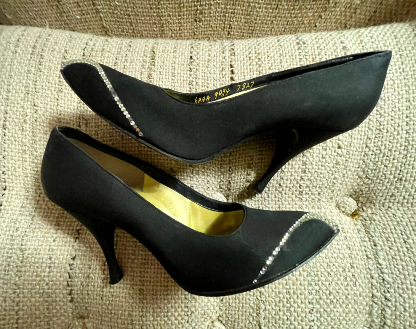 Vintage Herbert Levine Black Satin Stiletto Heels - photo 2