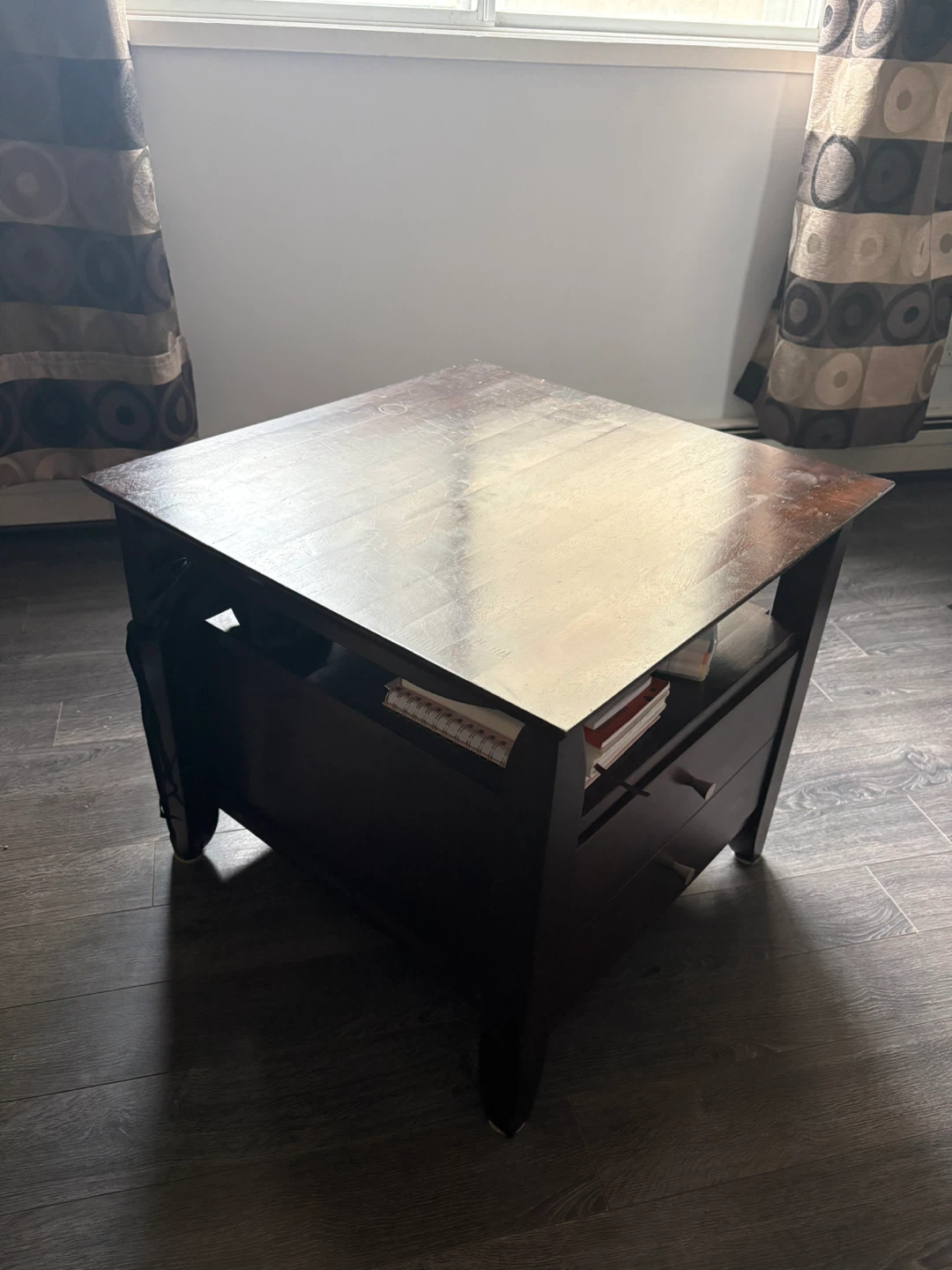 Square End Table with Drawers