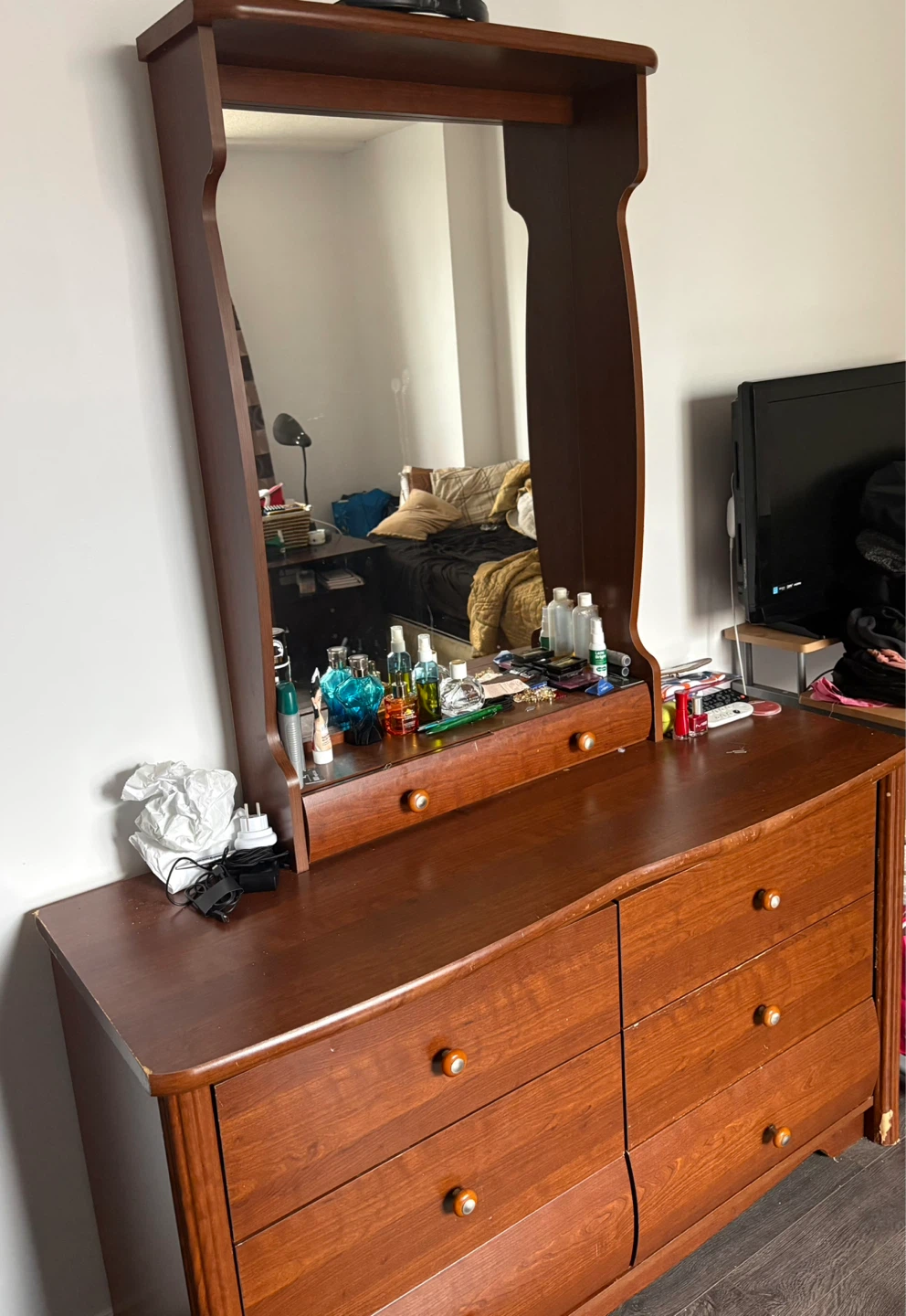 Wooden Dresser with Mirror