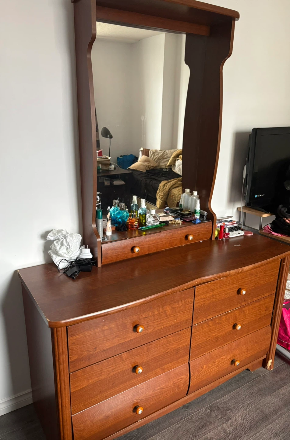 Wooden Dresser with Mirror - photo 2