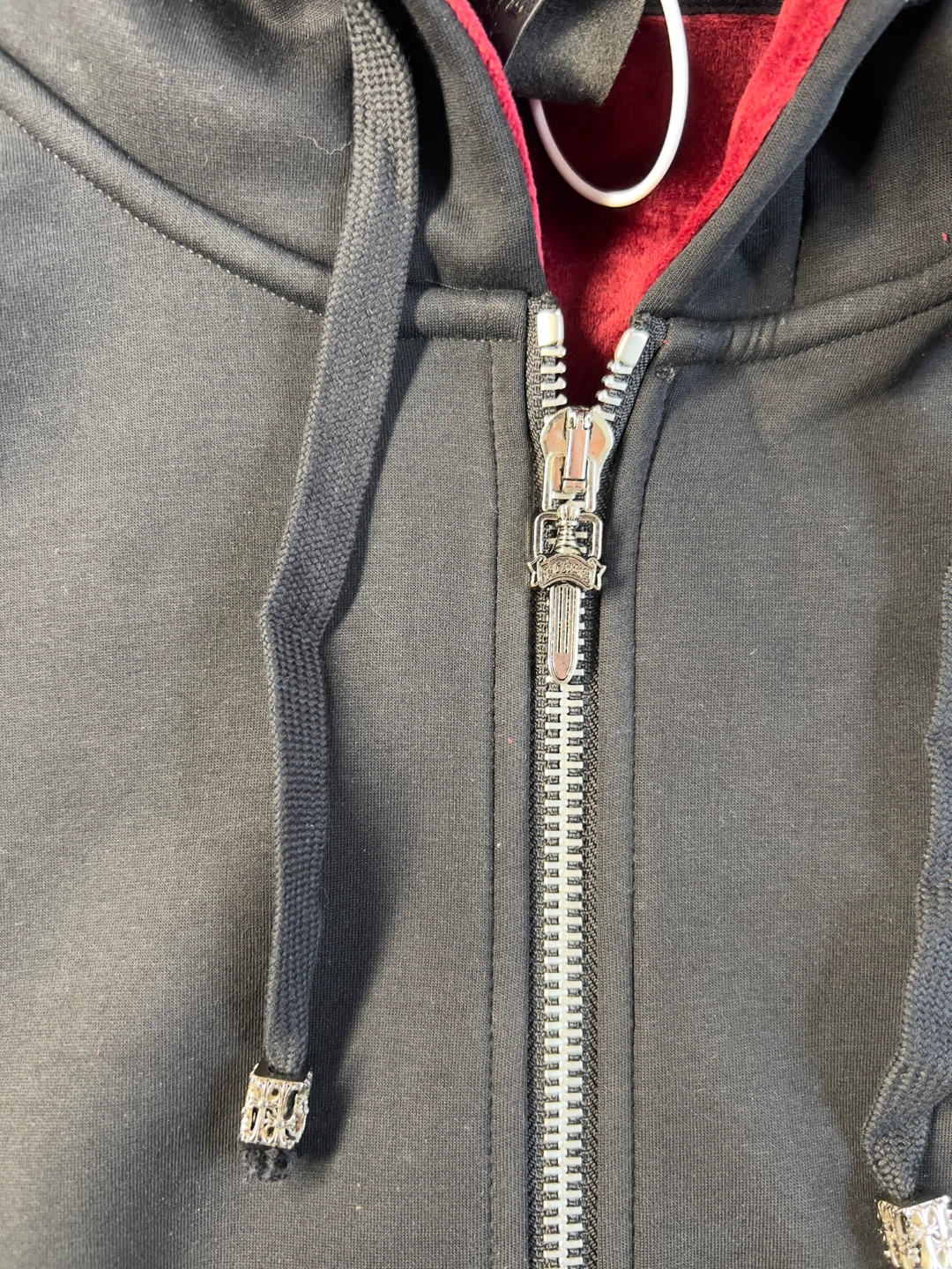 Chrome Hearts Black Zip Up Hoodie with Red Cross Appliques - photo 3