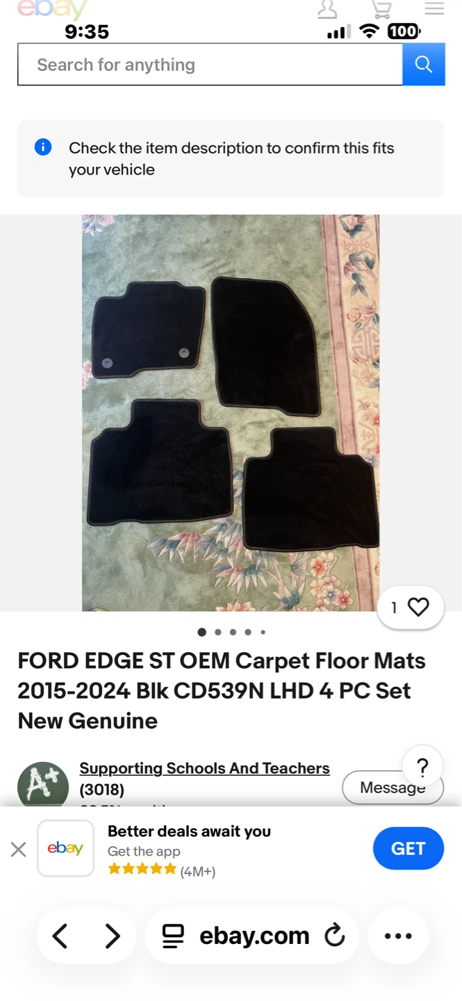Ford Edge OEM Carpet Floor Mats 2015-2024 – Brand New 4PC Set - photo 2