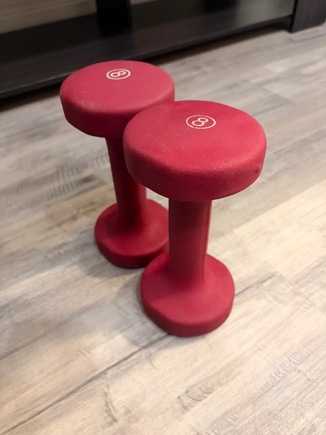 Pair of 8lb Maroon Dumbbells