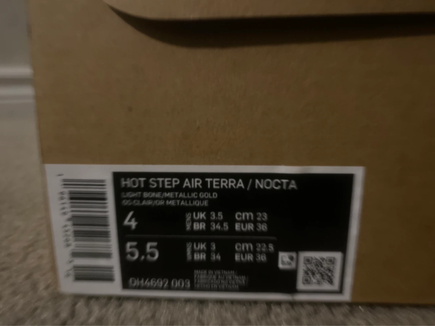 Nike Hot Step Air Terra NOCTA Sneakers White Gold Size 5.5 - photo 4