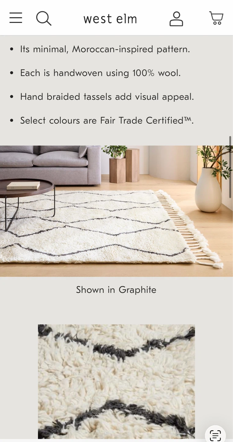 West Elm Souk Shag Wool Rug Graphite - photo 2