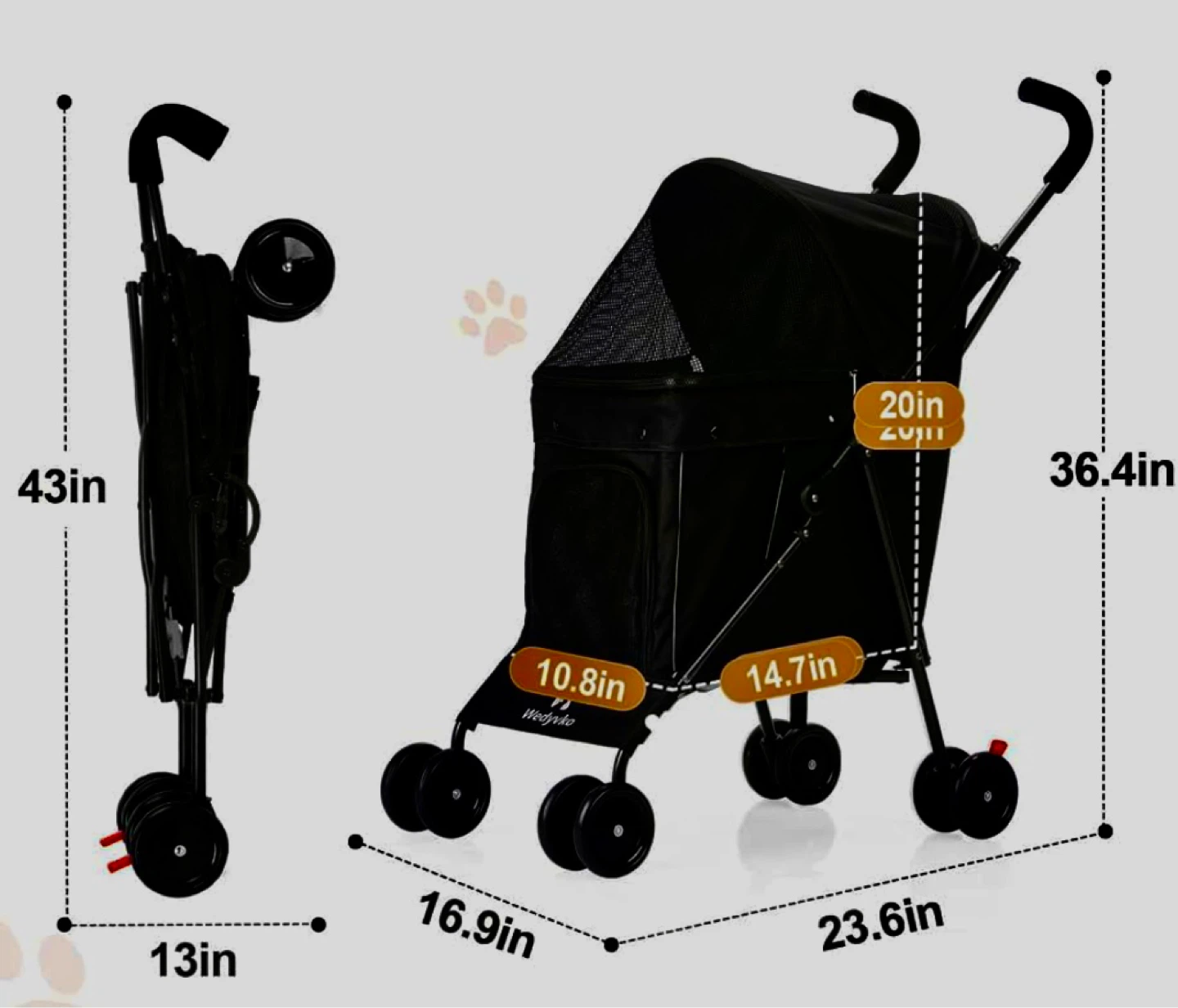 Wedyvko Black Pet Stroller Carrier - photo 3