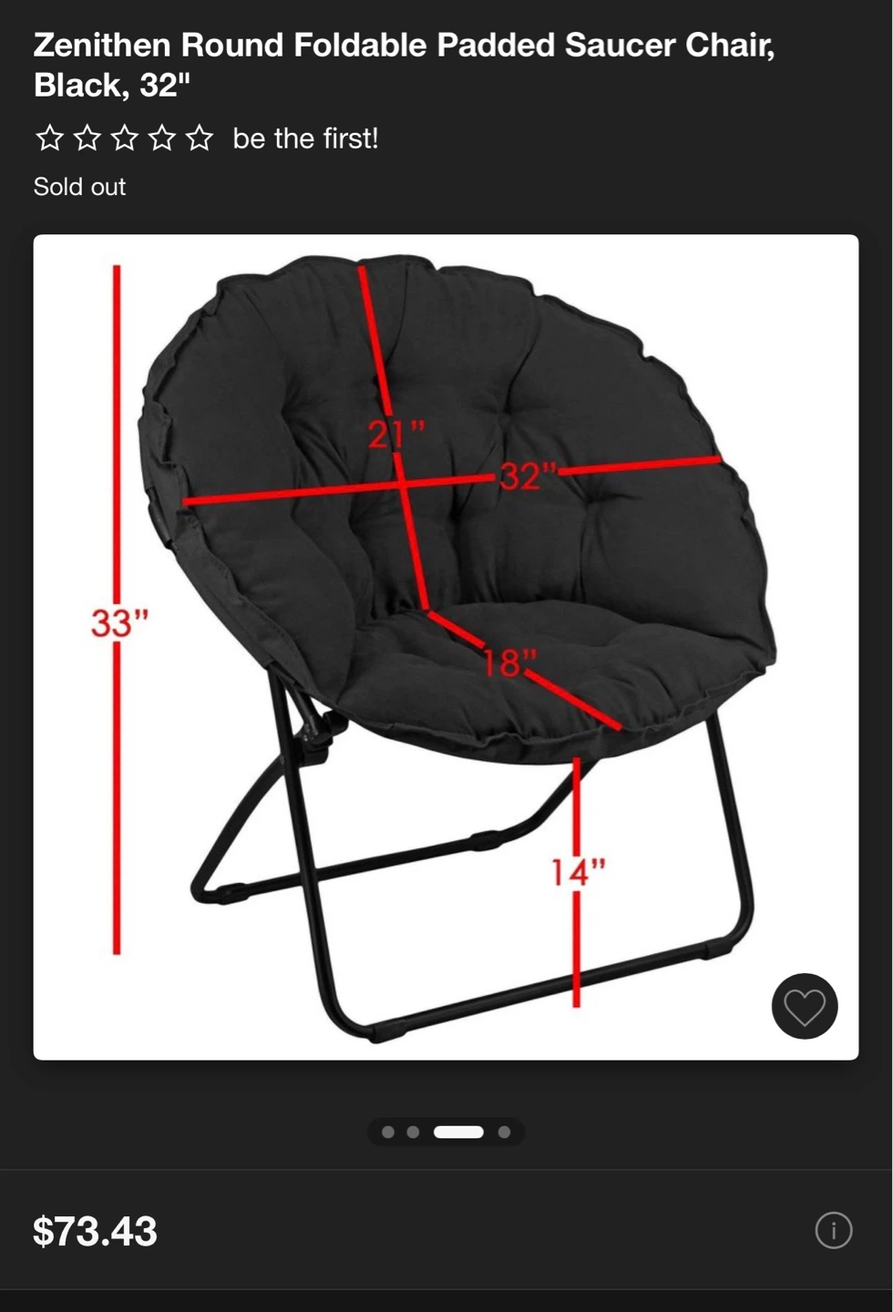Round Foldable Padded Chair - Black - photo 2