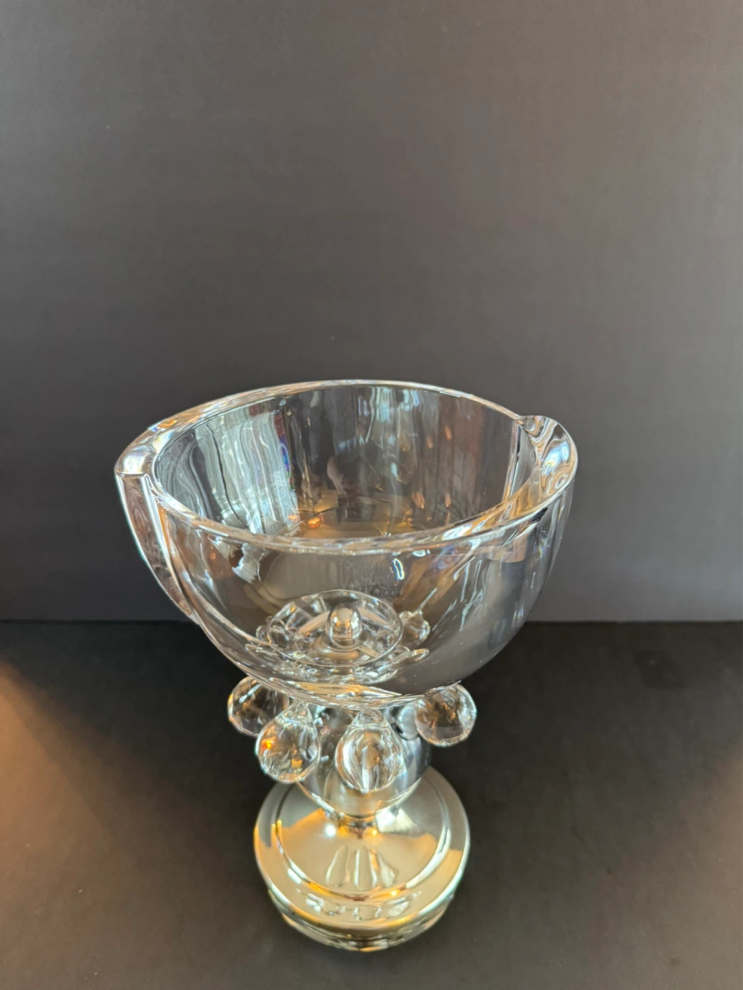 Clear Crystal Footed Bowl with Silver Base - photo 2