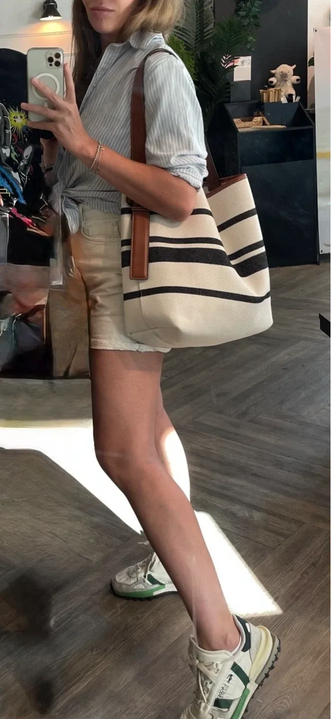 H&M striped tote bag - photo 2