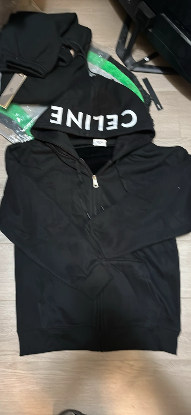 Black CELINE Paris Zip-Up Hoodie