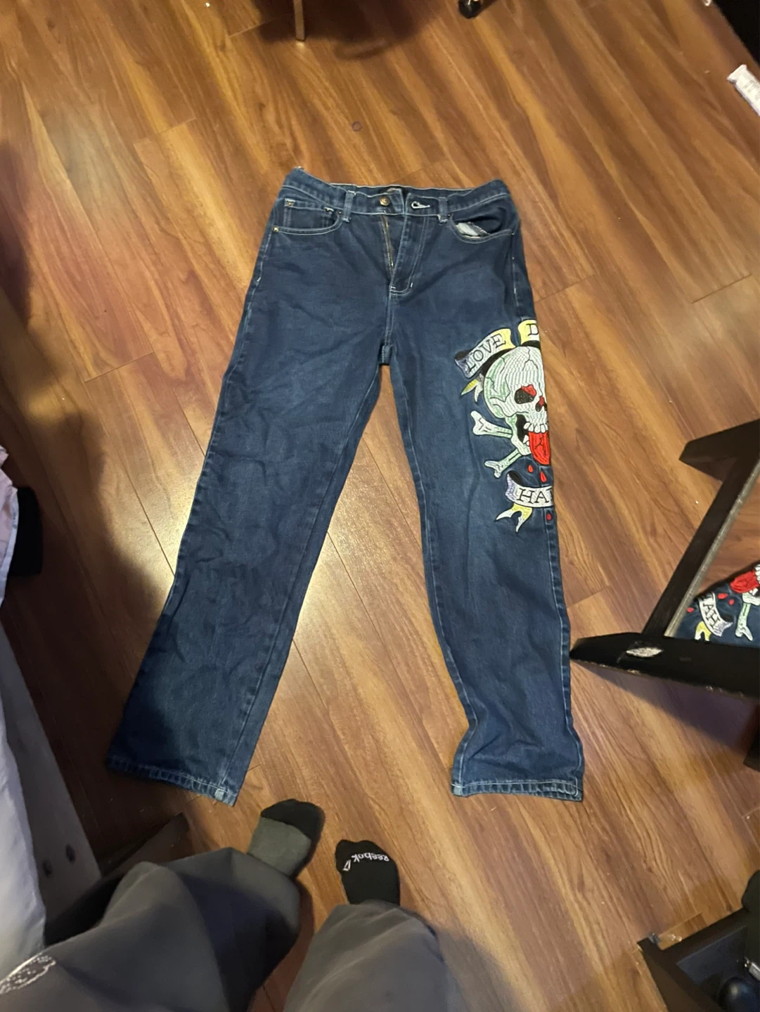 Ed Hardy Jeans - Embroidered Skull & Roses - photo 2