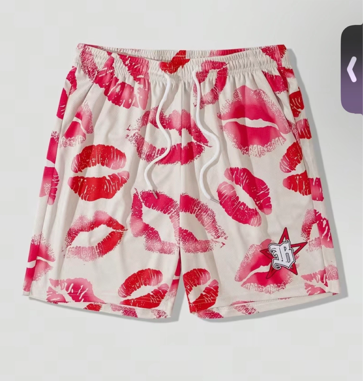 Women's Kiss Print Mesh Shorts
