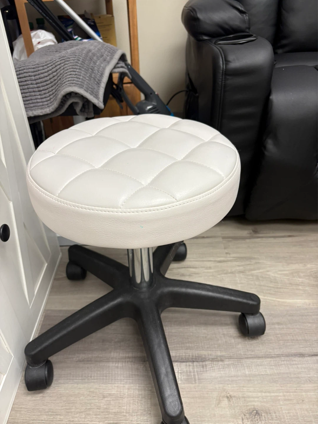White Rolling Stool - photo 2