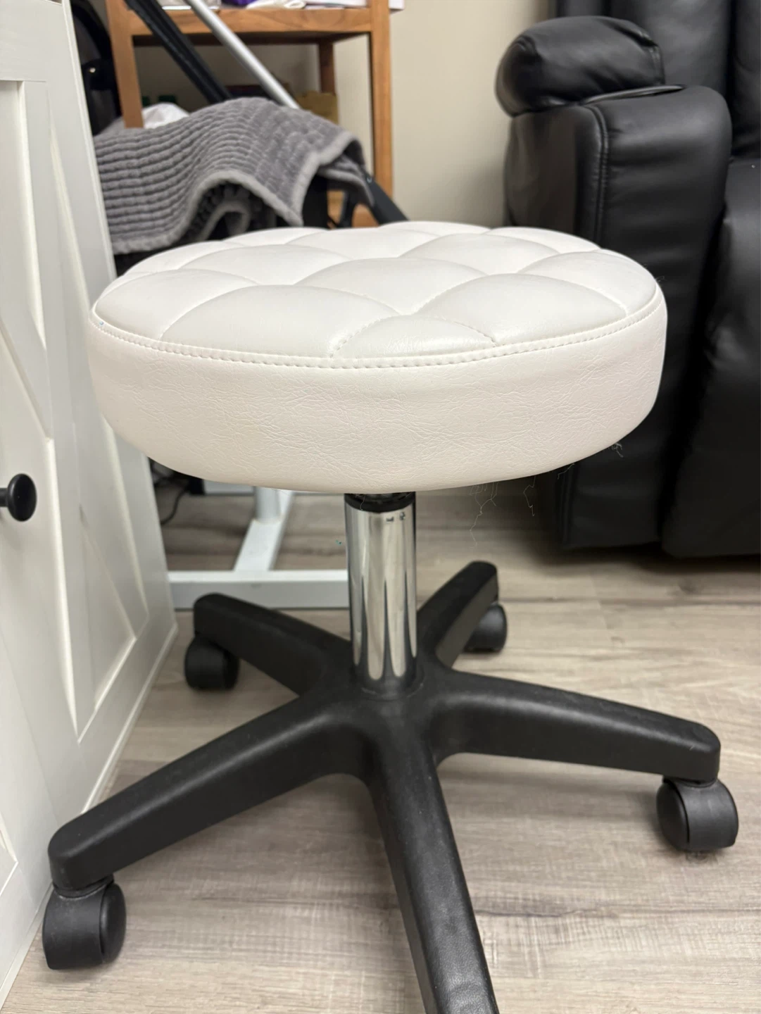 White Rolling Stool - photo 3