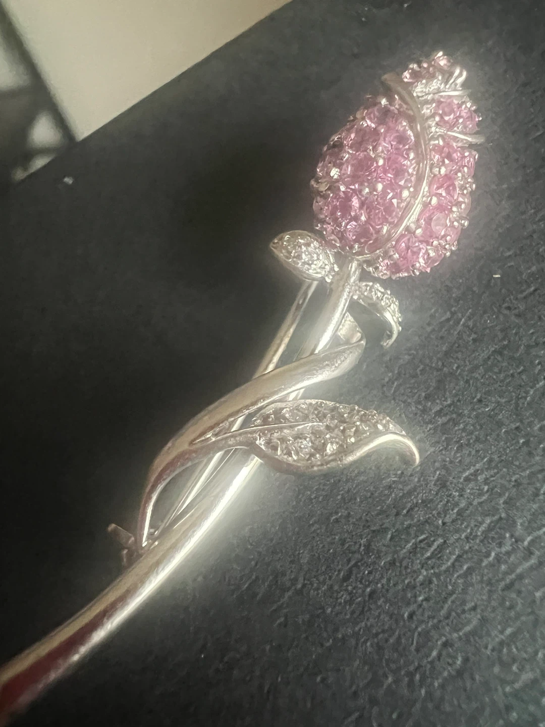 14 k Brooch with Pink Sapphires and Diamonds