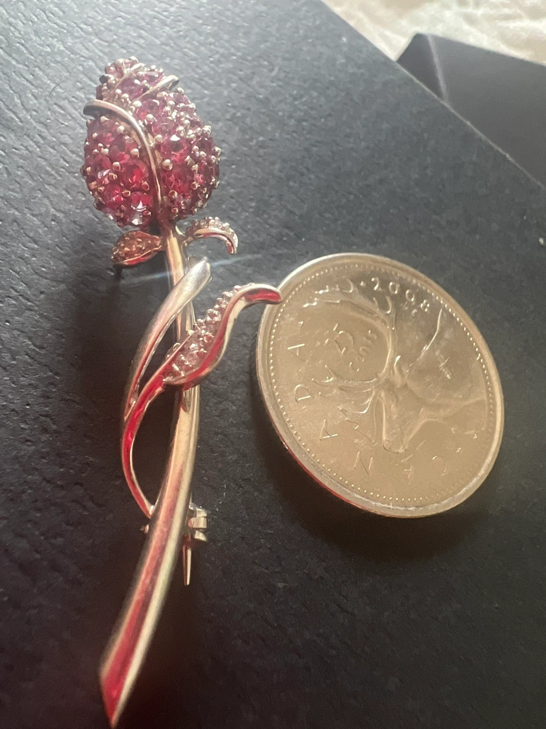 14 k Brooch with Pink Sapphires and Diamonds - photo 4
