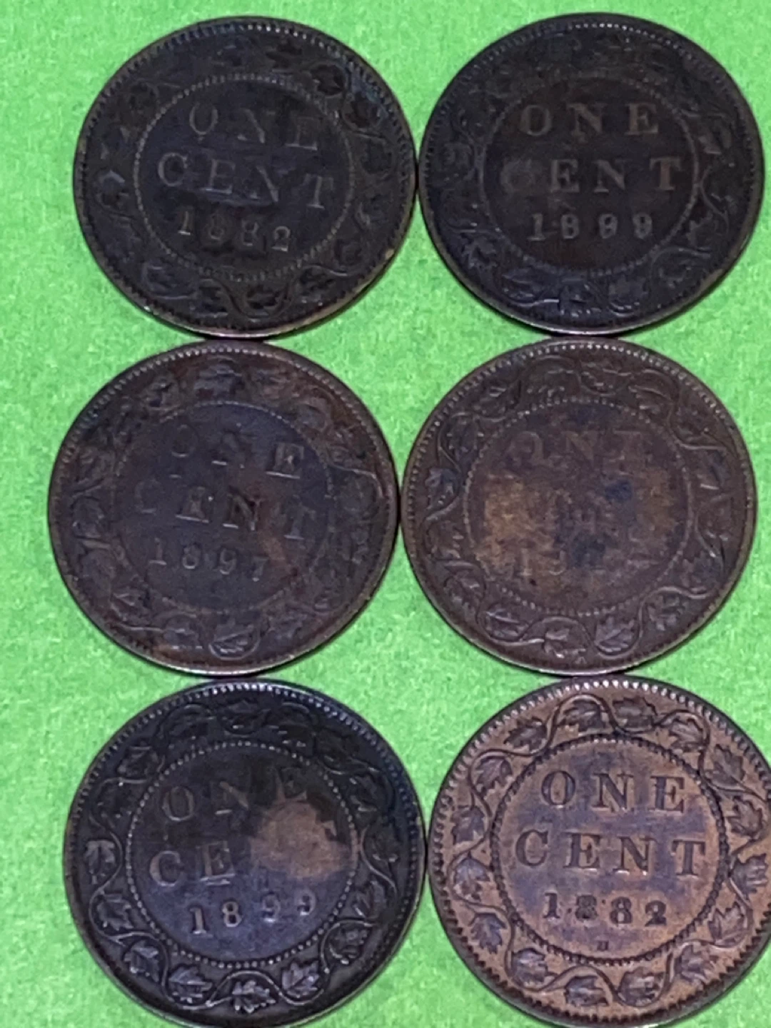 Collection of 6 Canadian One Cent Coins - photo 2