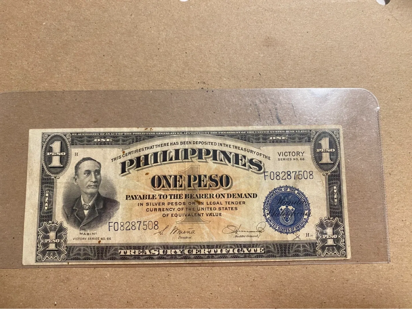 Philippines One Peso Victory  No. 66 Banknote