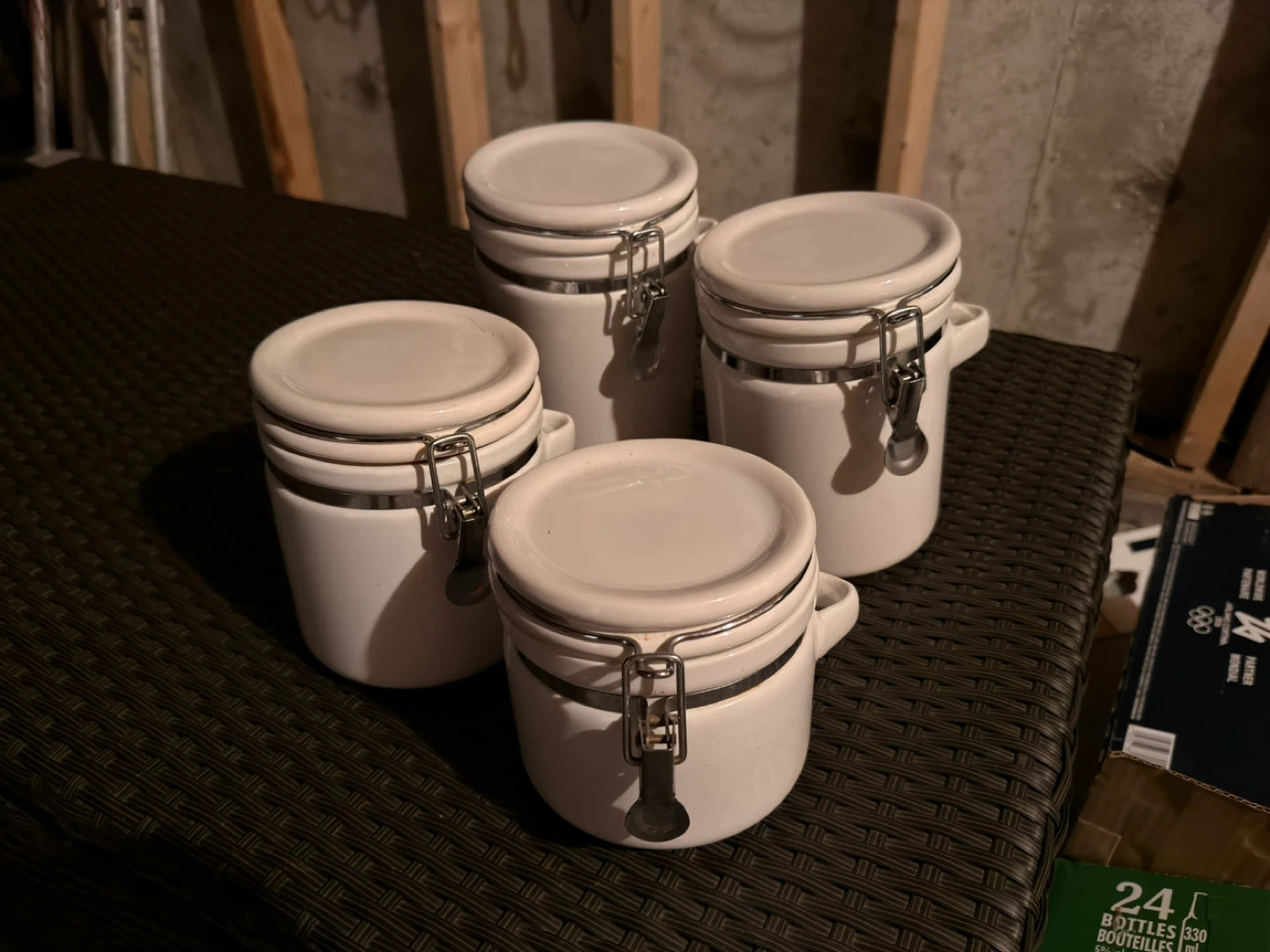 Set of 4 White Ceramic Containers