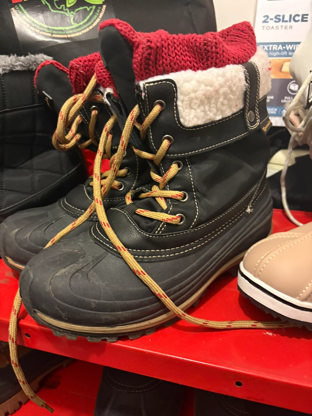Black & Red Winter Boots
