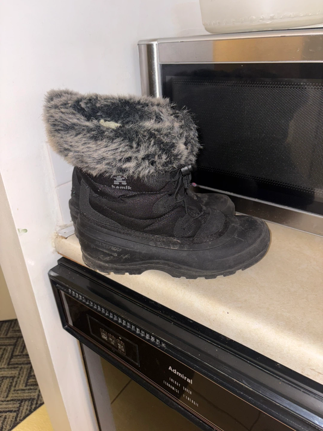 Kamik Black Winter Boots with Fur Trim