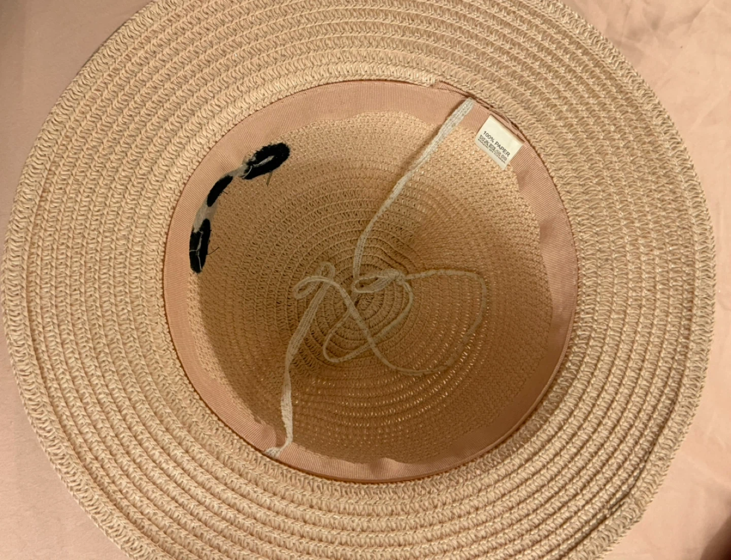 Kids Straw Hat with Panda Design and Rhinestone Ears - photo 2