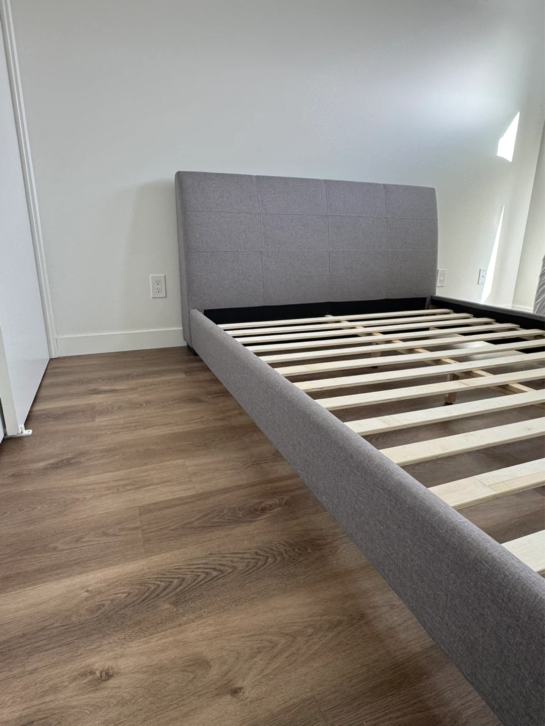 Queen Gray Upholstered Bed Frame