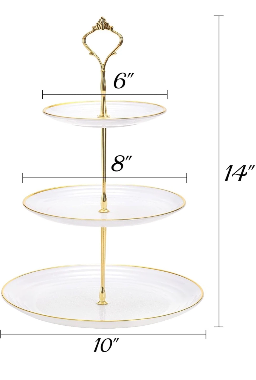 3-Tier White Ceramic Tiered Serving Stand with Gold Trim - photo 4