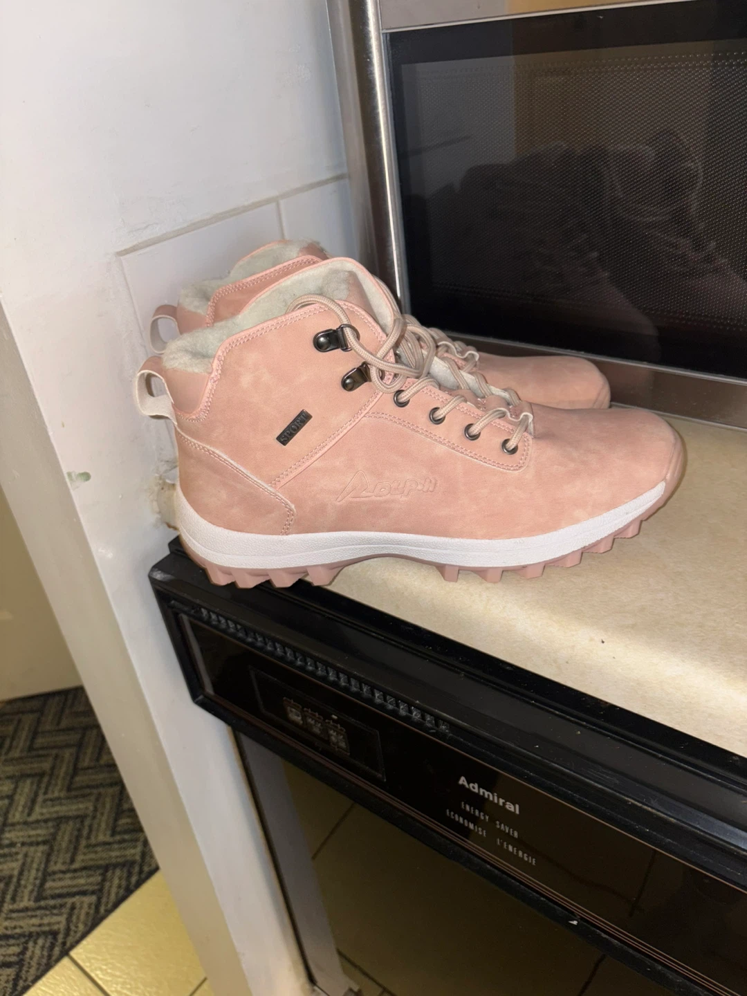 Pink Lace-Up Winter Boots
