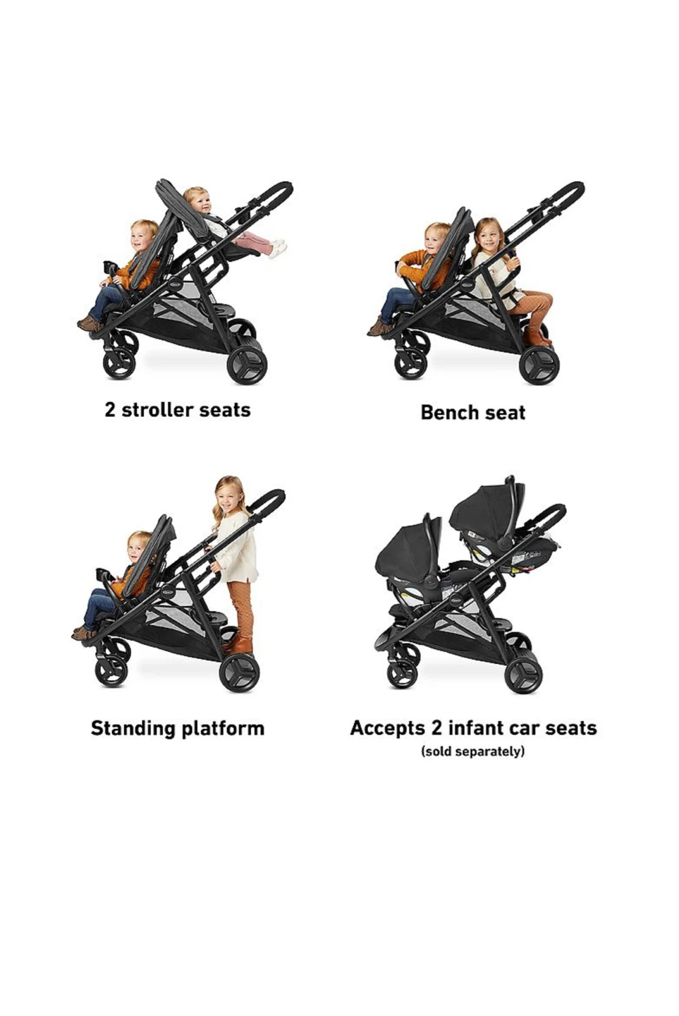 Graco Modes Duo Double Stroller - Black/Gray - photo 3