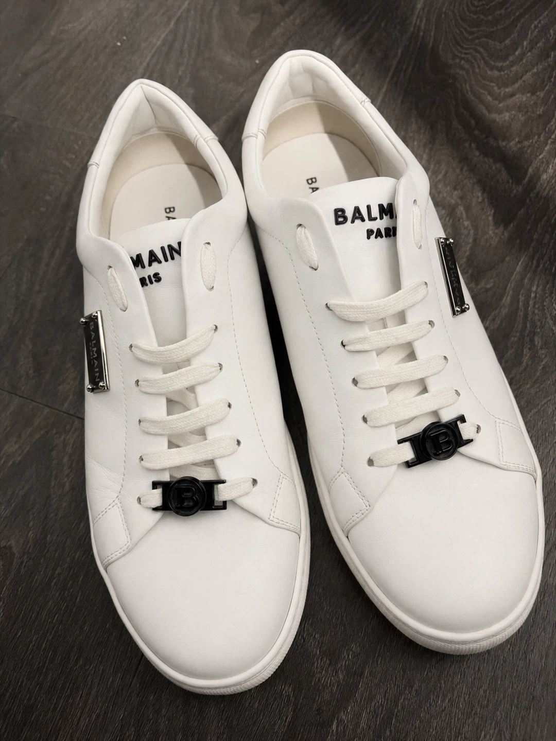 Balmain Paris White Leather Sneakers