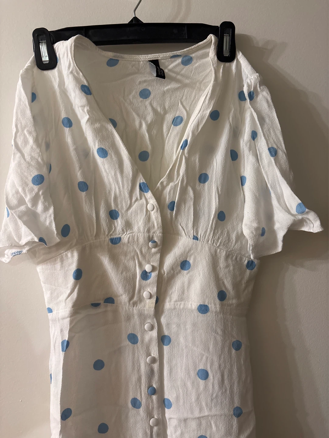 White and Blue Polka Dot Midi Dress - photo 2