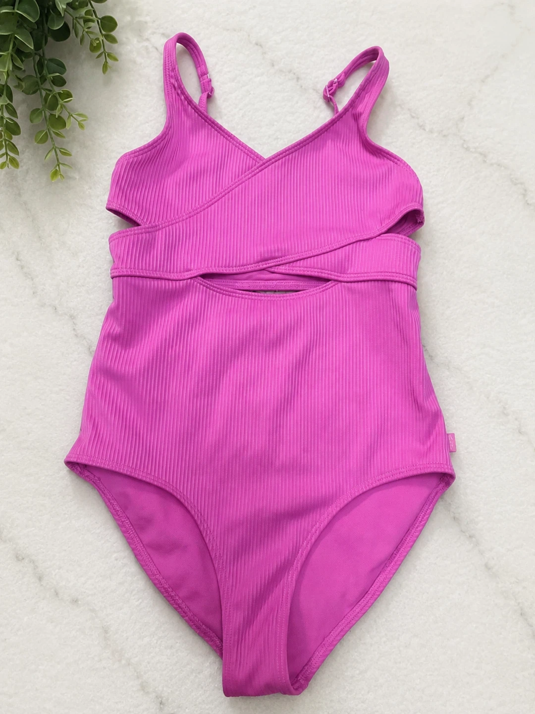 A&FHot Pink Ribbed One-Piece Swimsuit with Cut-outs