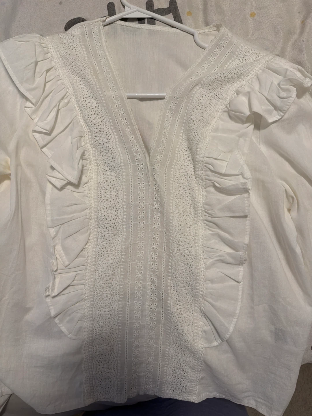White Blouse with Lace and Ruffles
